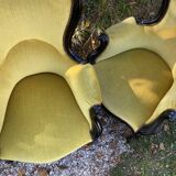 Pair of 19th century armchairs in black lacquered wood