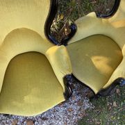 Pair of 19th century armchairs in black lacquered wood