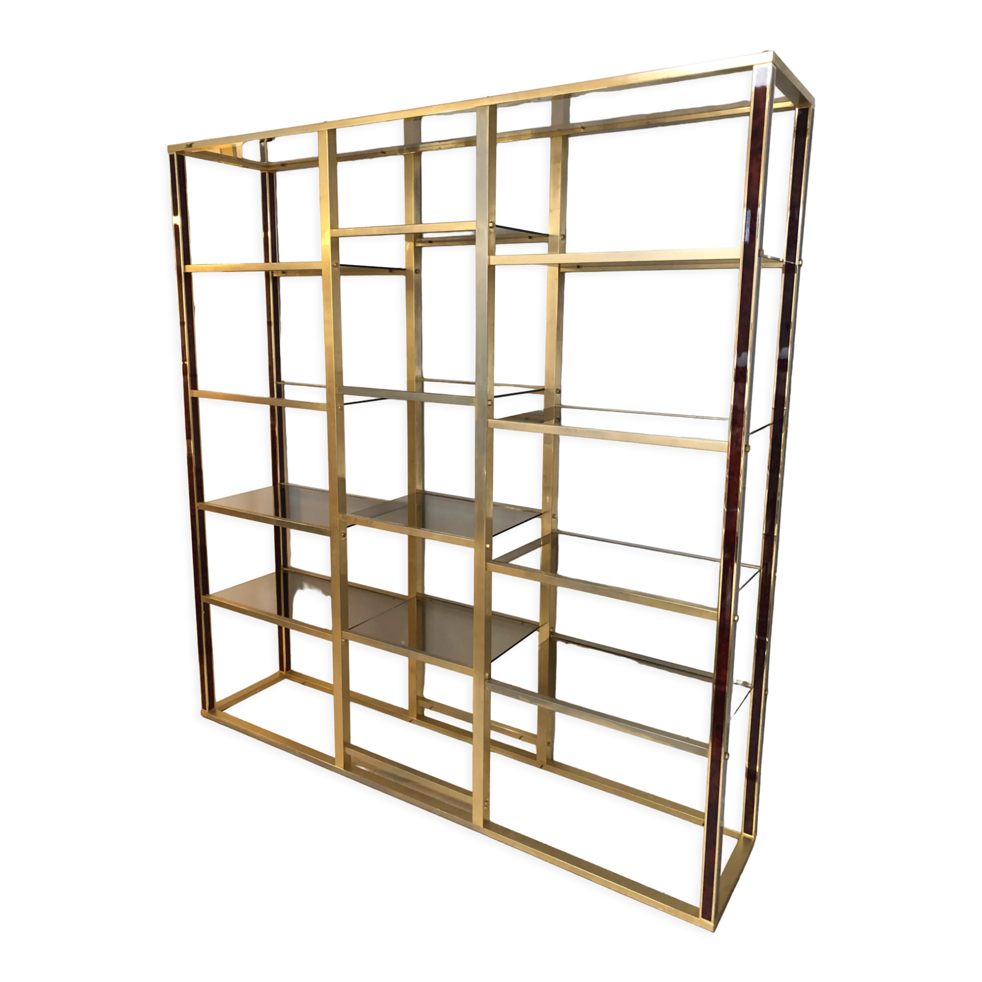 Brass library and smoked glass, 1970