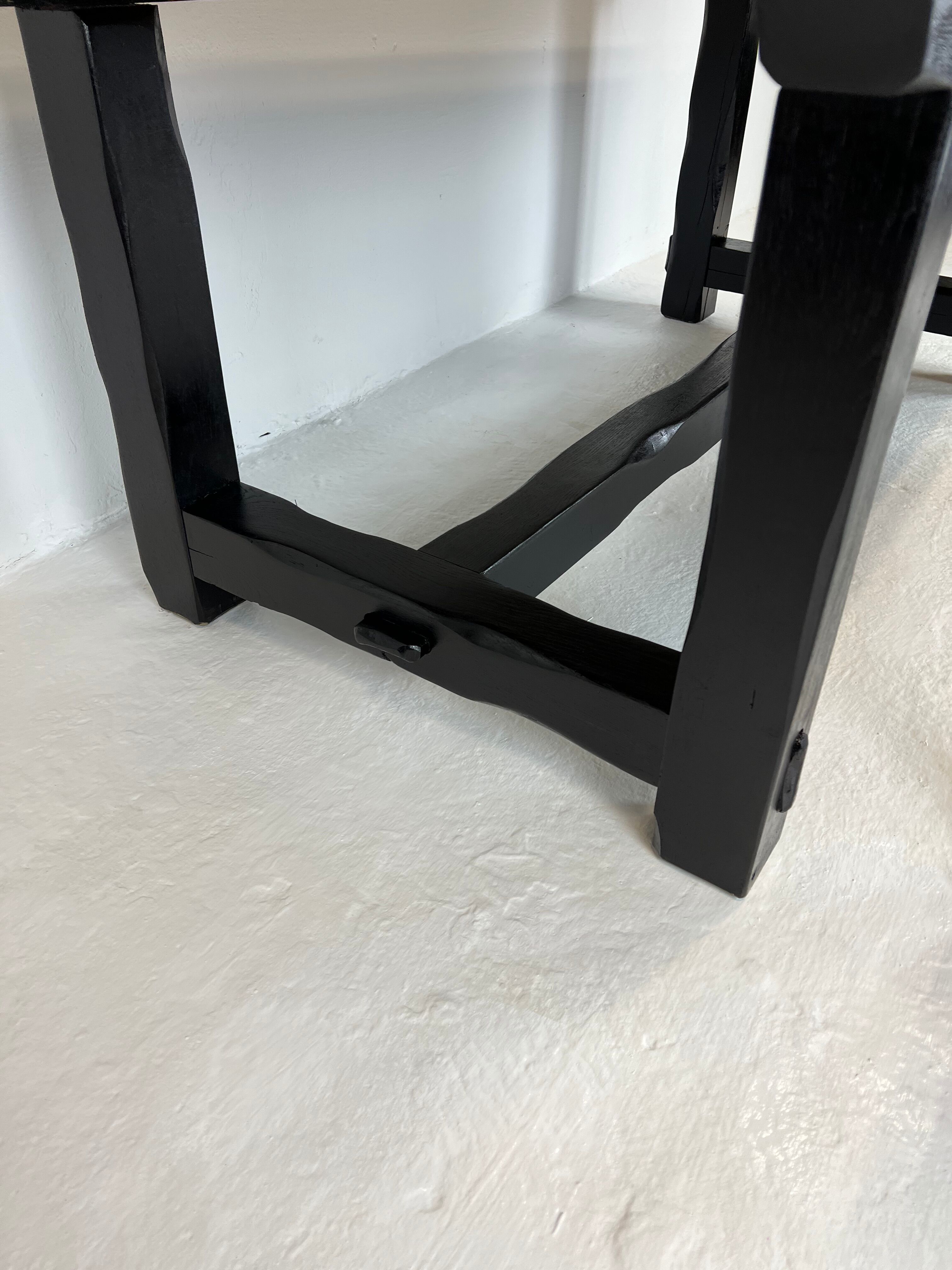 Brutalist elm table Wabi-sabi spirit and its 2 benches