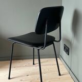 Metal chair and black faux leather, 1950s.