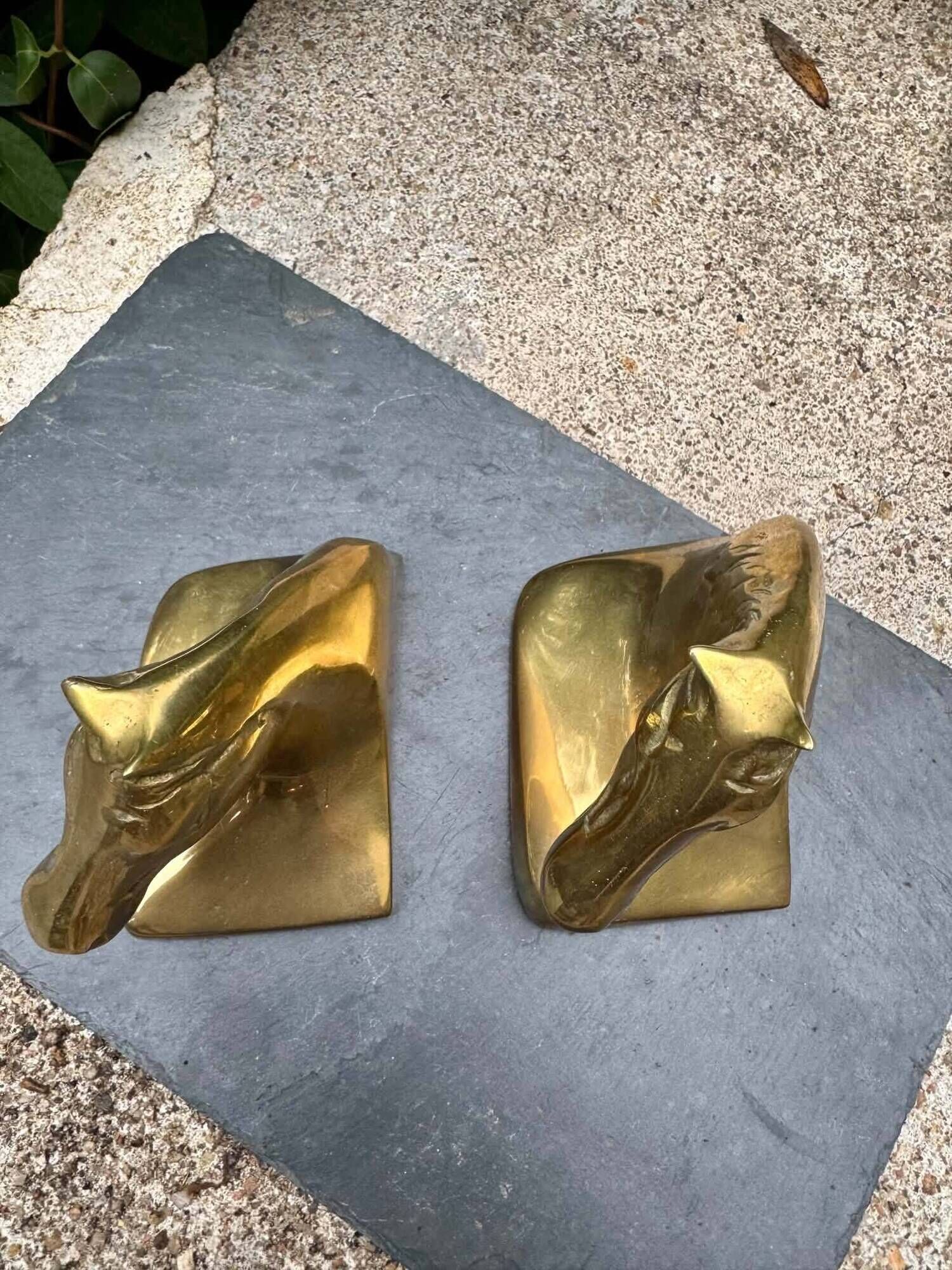Pair of brass bookends horse Art Deco