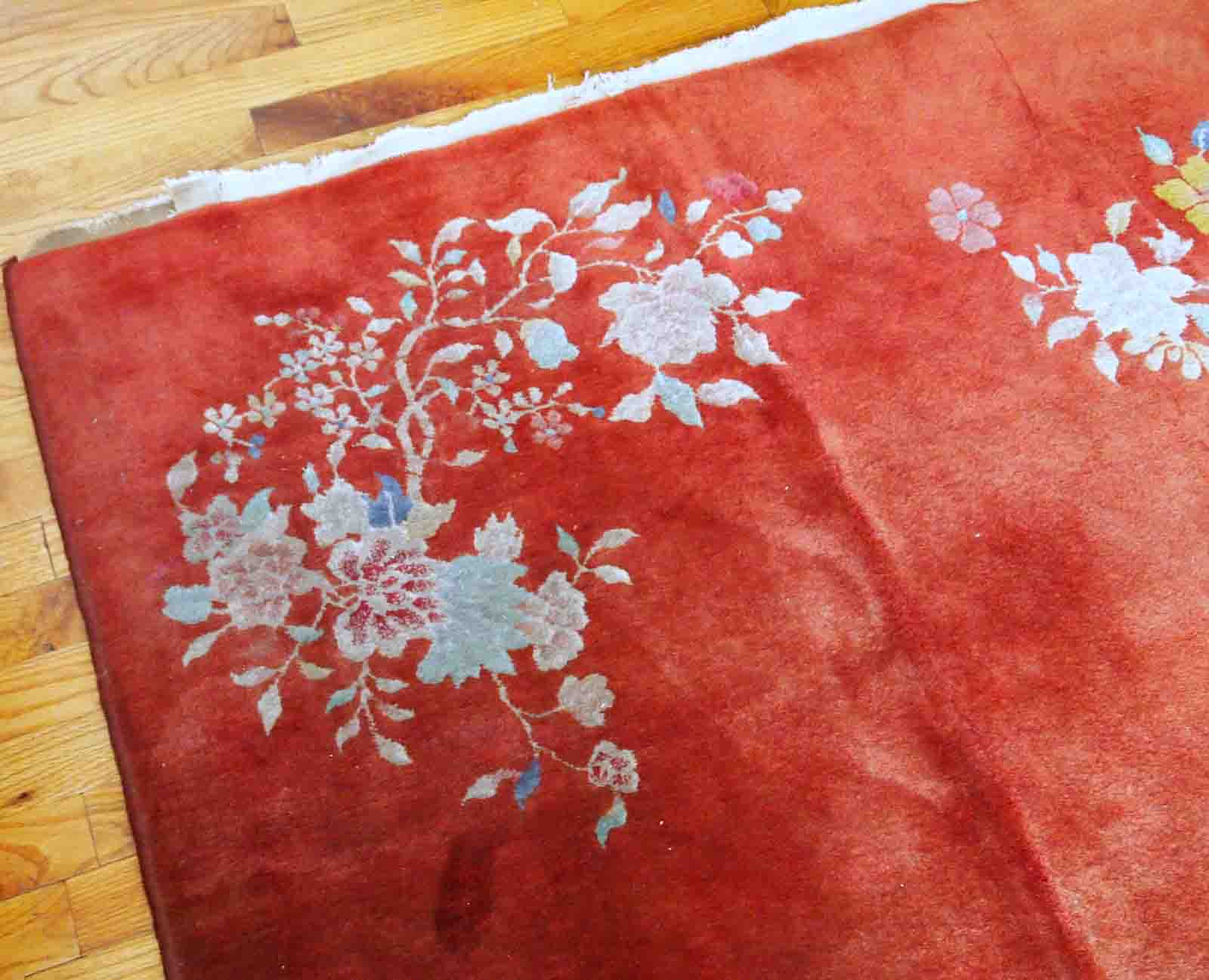 Antique Chinese carpet Art Deco handmade 125cm x 195cm 1920s