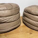 Pair of De Sède patchwork leather poufs