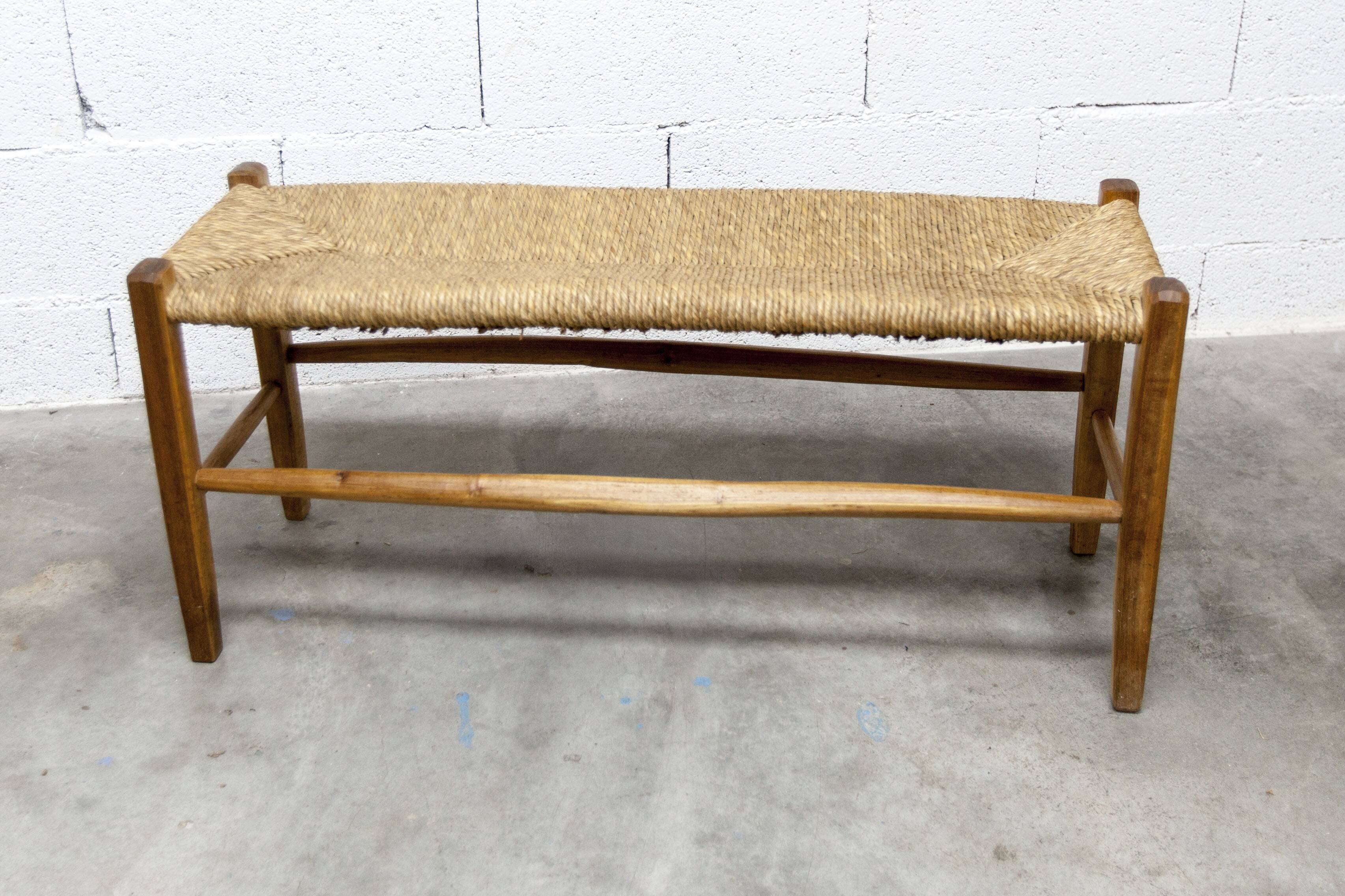 Rustic artisanal brutalist bench 1960 93cm