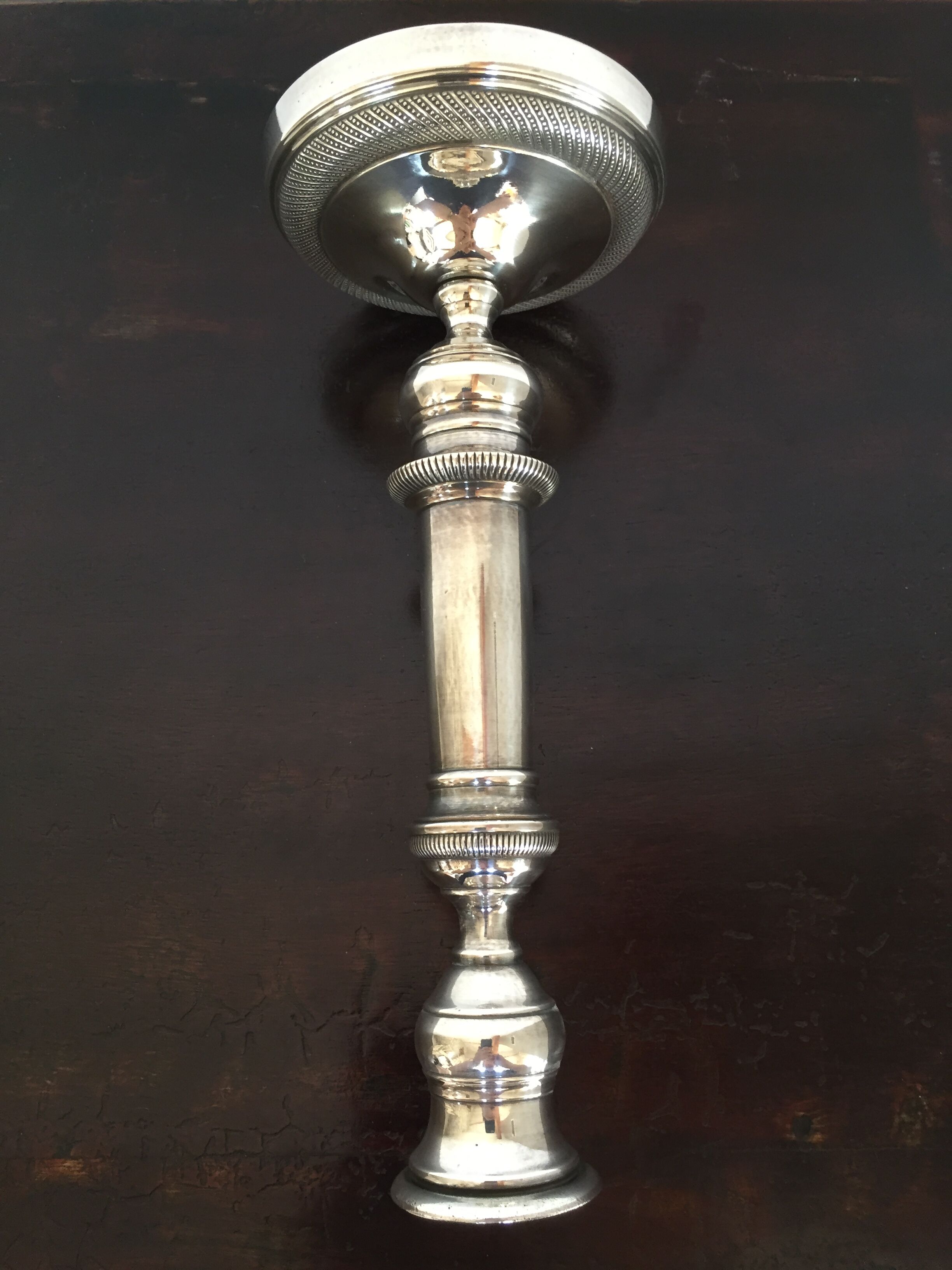 Silver metal bougeoir