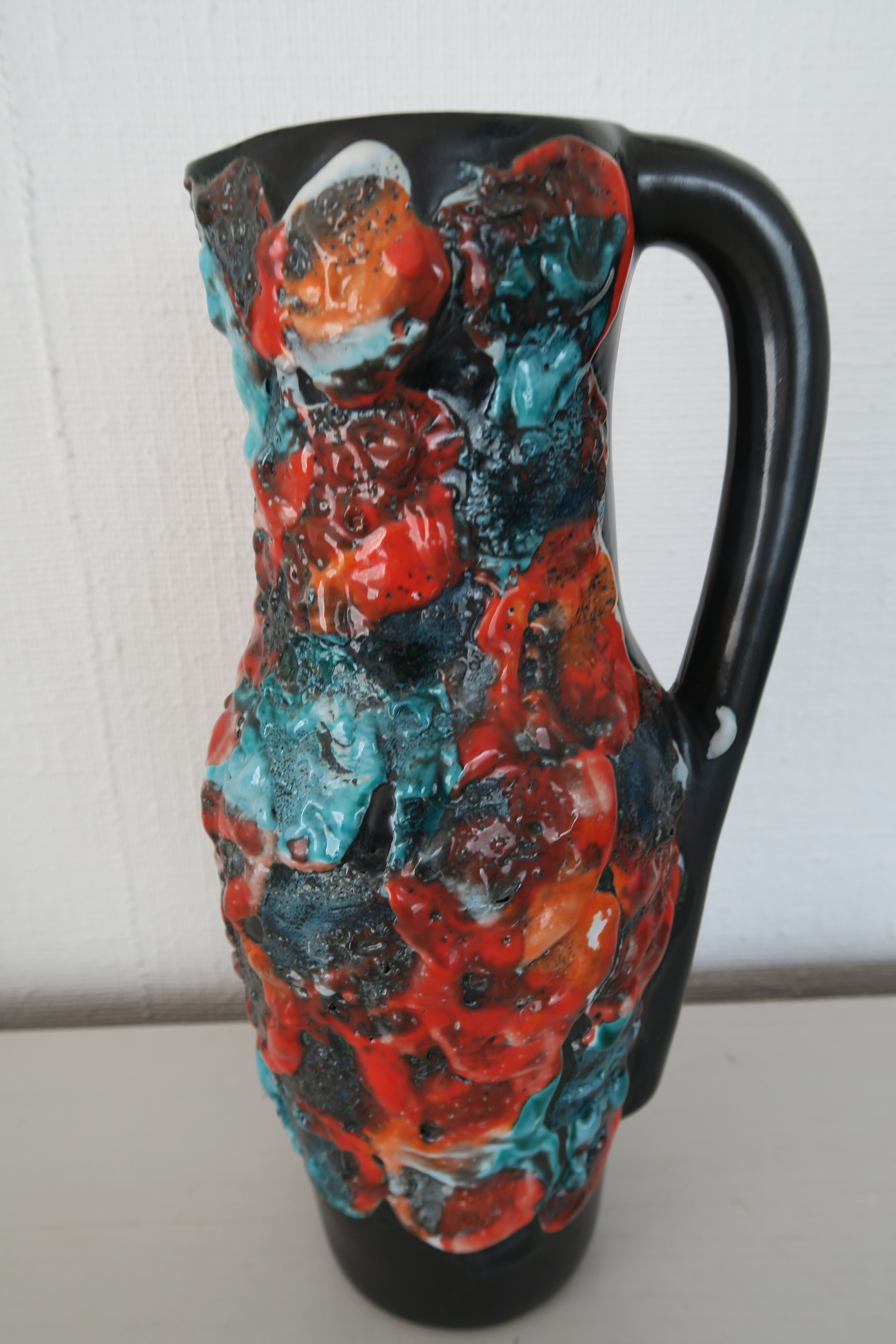 Large Vase Rocaille de l'Océan Fat lava Vintage 1960 Handmade 29 cm