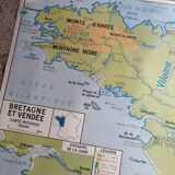 Vintage school map mdi france brittany, vendée, pays de la loire.