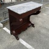 Console in mahogany veneer and marble