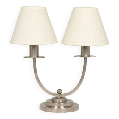 Lampe Art Déco circa 1930 en laiton nickelé