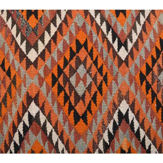 1970s Vintage Turkish Hand-Knotted Wool Cotton Orange Runner Rug 96x346