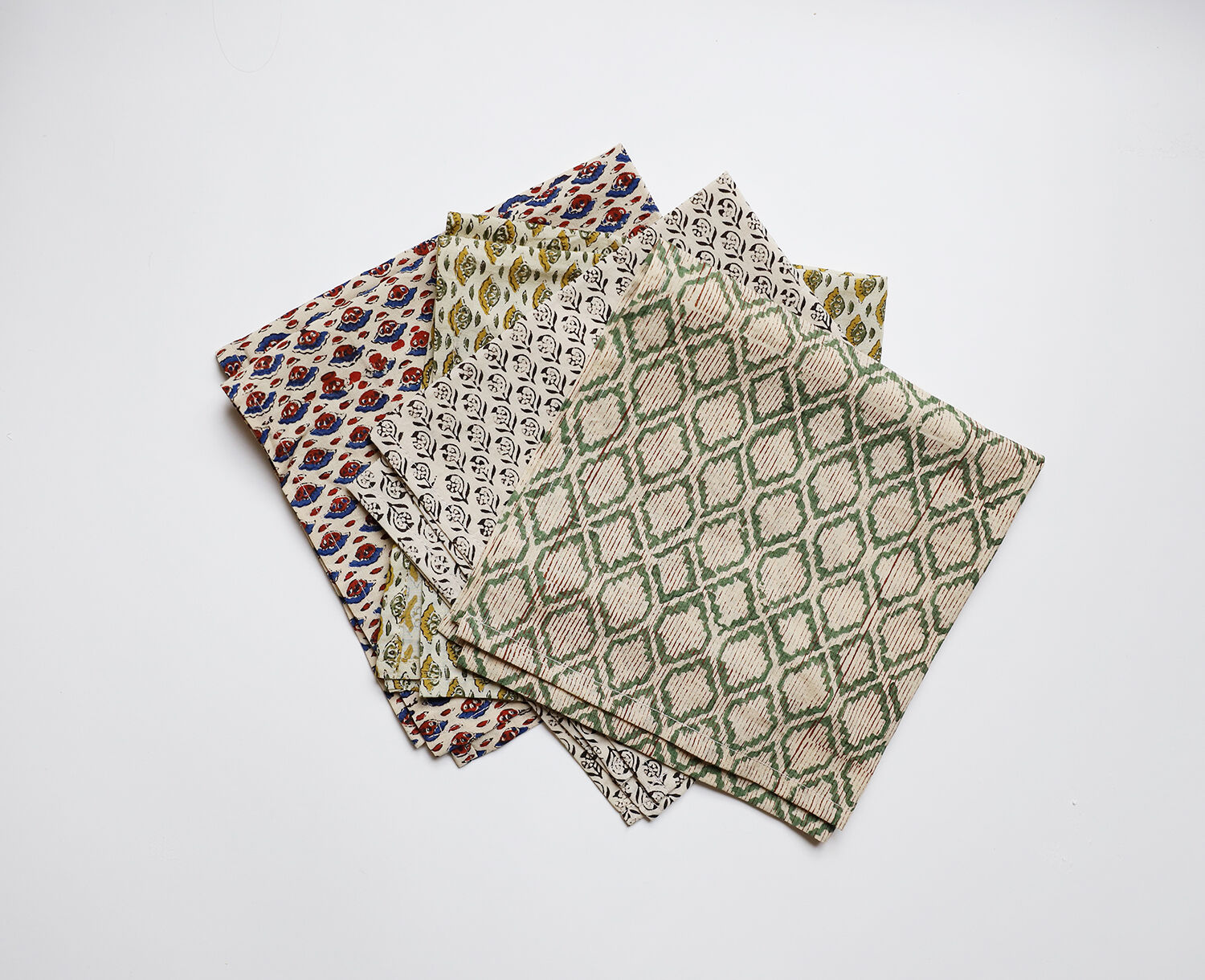 Tablecloth and linen towels upcycled mismatched patterns