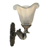 Applique Empire en bronze argent triton cygne et tulipe en pâte de verre italienne 1900 art déco