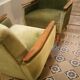 Lot de 2 fauteuils club accoudoirs teck années 50/60