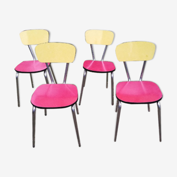 Lot de 4 chaises en formica bicolore