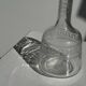 Small glass bottle vase with engraved geometric patterns vintage H16.5