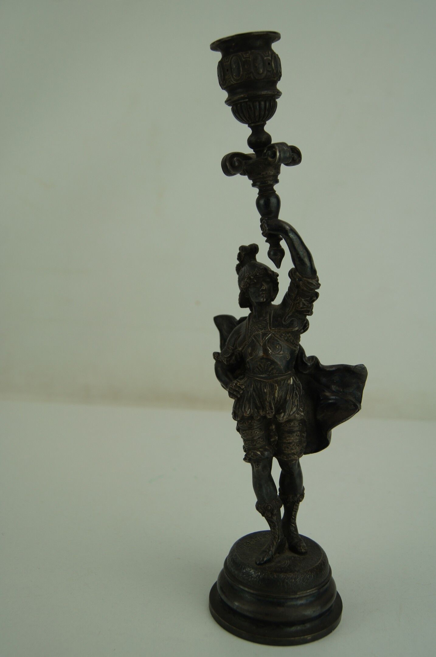 Silver bronze torch pair Paul Dubois