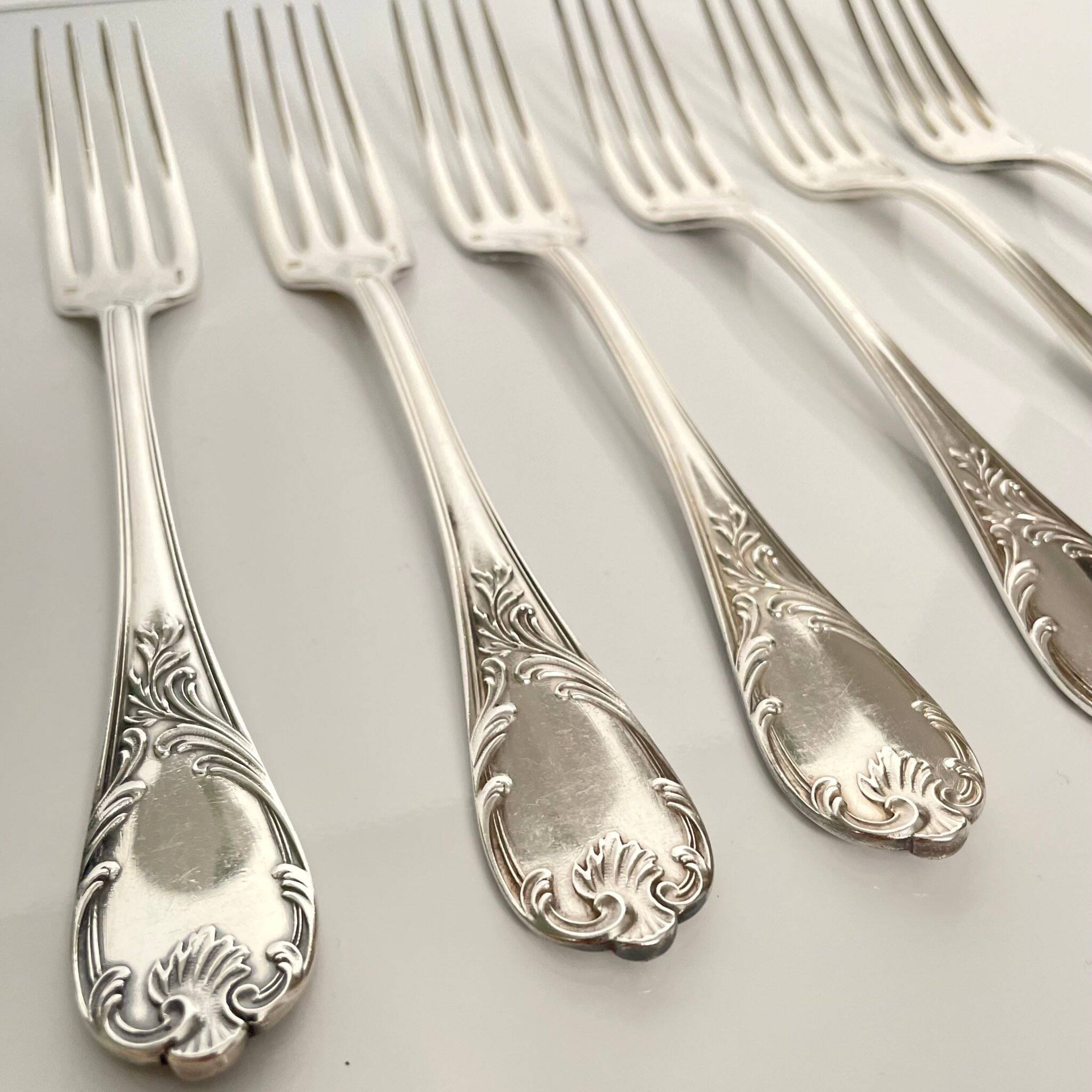 6 Marly Model Forks - Christofle, Silver-Plated Metal