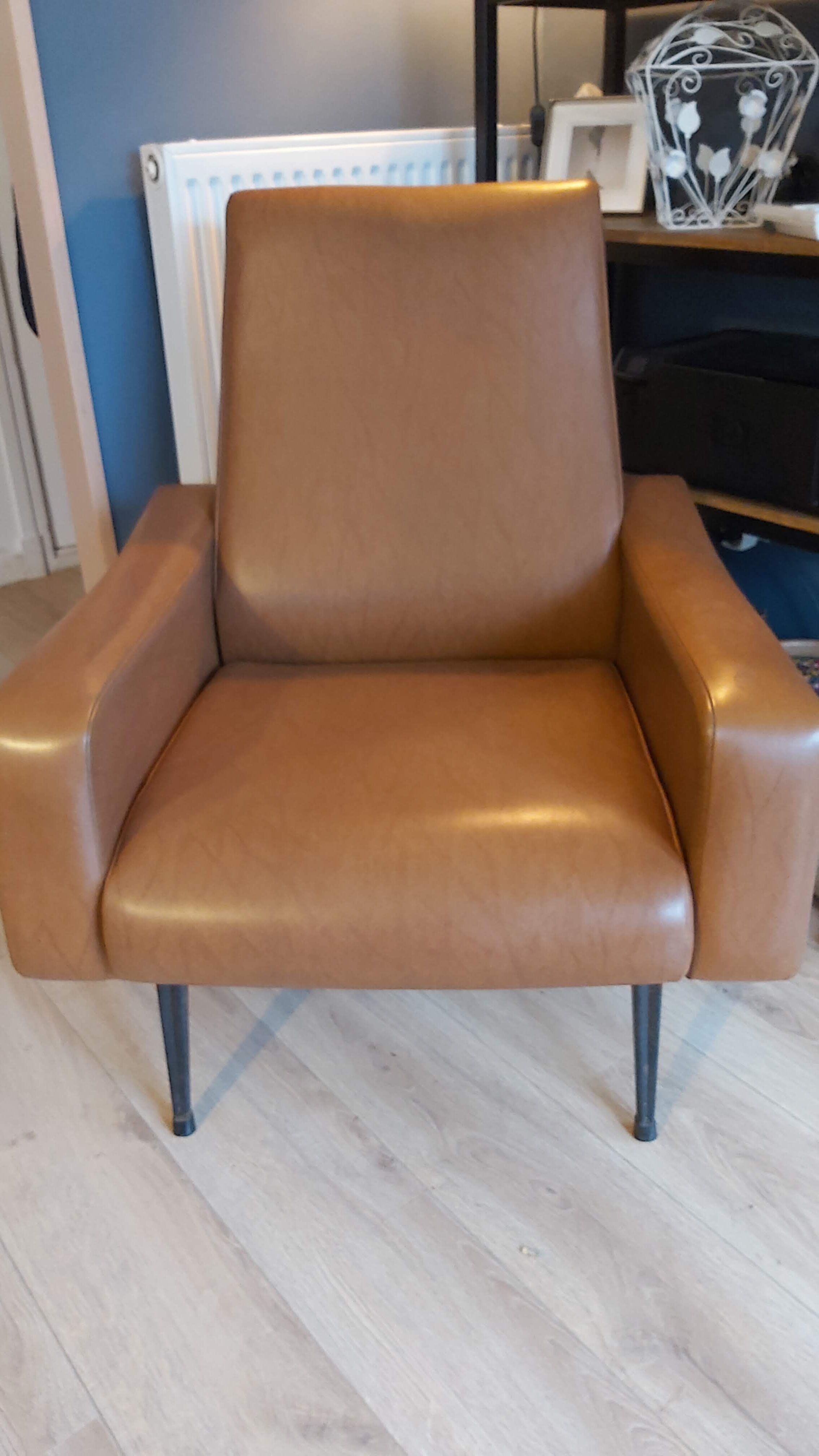 2 armchairs vintage 70s skai brown - beka