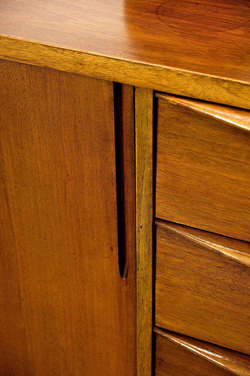 Midcentury Walnut Sideboard with sliding doors and drawers, 1950s