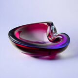 Sommerso pink and purple Murano glass tray by Flavio Poli