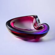 Sommerso pink and purple Murano glass tray by Flavio Poli