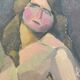Tableau peinture ancienne nu féminin cubiste XXe
