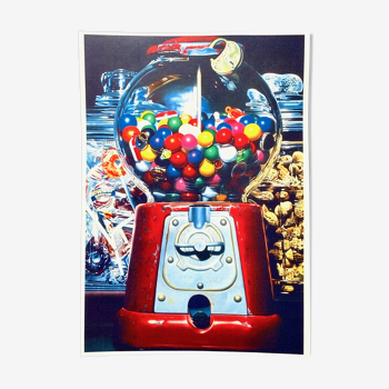 Pop art photo realism poster original vintage reissue of Charles Bell "gumball xv 1983"