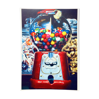 Pop art photo realism poster original vintage reissue of Charles Bell "gumball xv 1983"