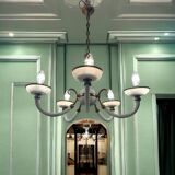 Italian Murano Glass Brass Chandelier 1940’s