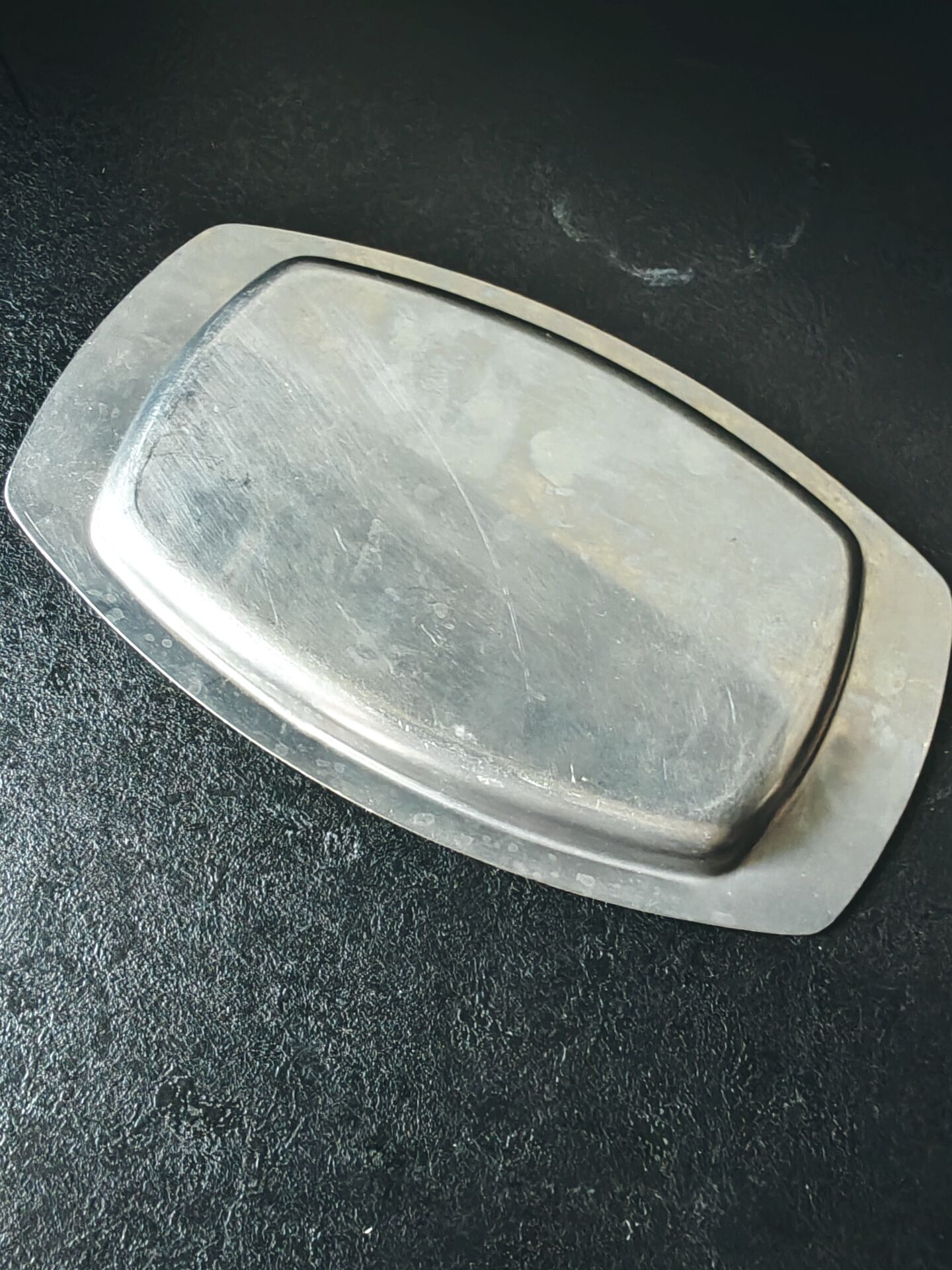 Retro Minimalist Silver Metal Butter Dish 20 cm