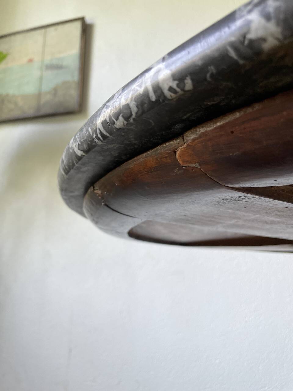 Empire walnut and marble pedestal table, late 19th century