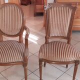Set round table two armchairs and four chairs
