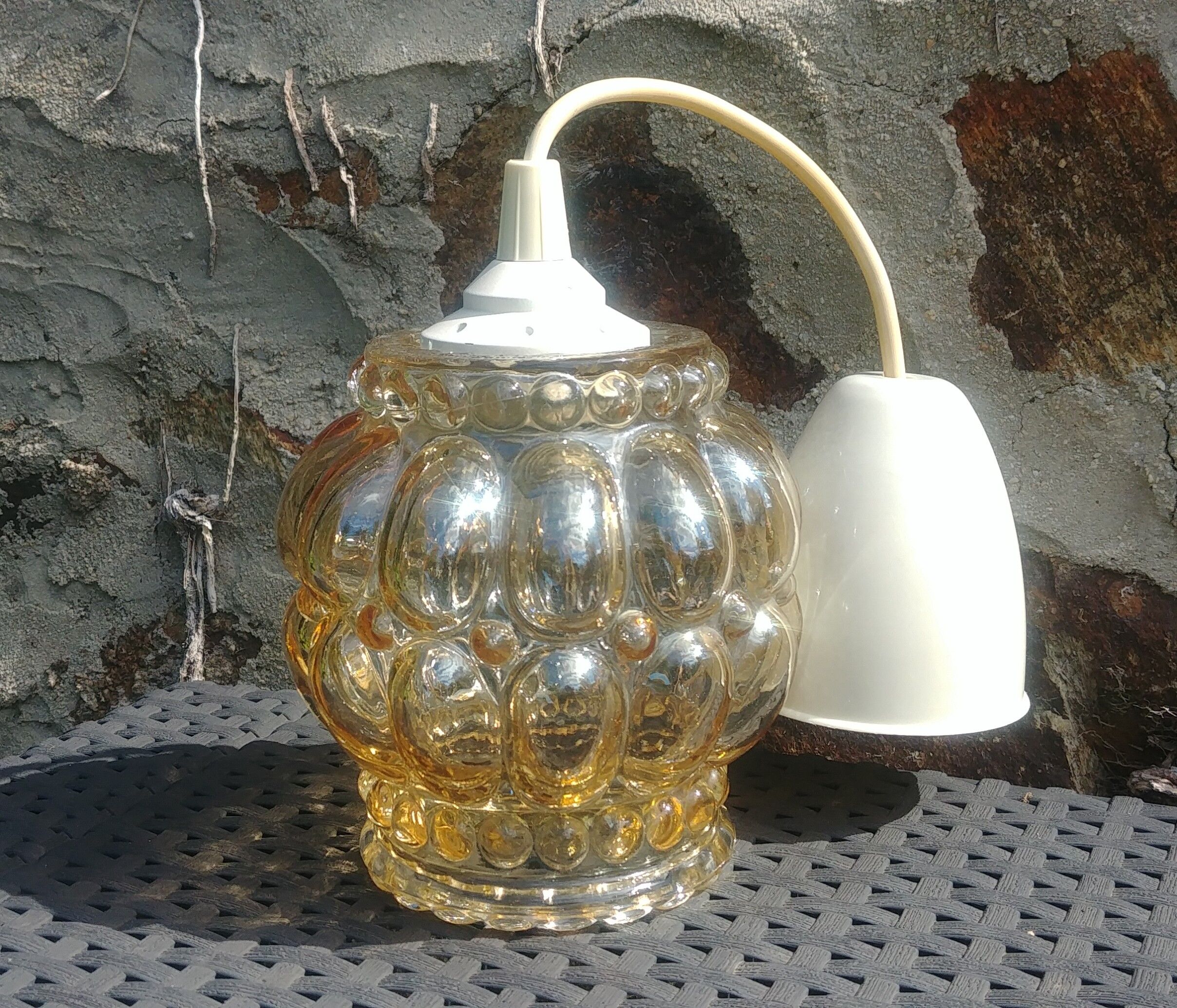 Vintage Amber Glass Bubble Suspension 70s