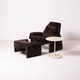 Table d'appoint/table basse ronde postmoderne en travertin, Italie, années 1980