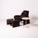 Table d'appoint/table basse ronde postmoderne en travertin, Italie, années 1980