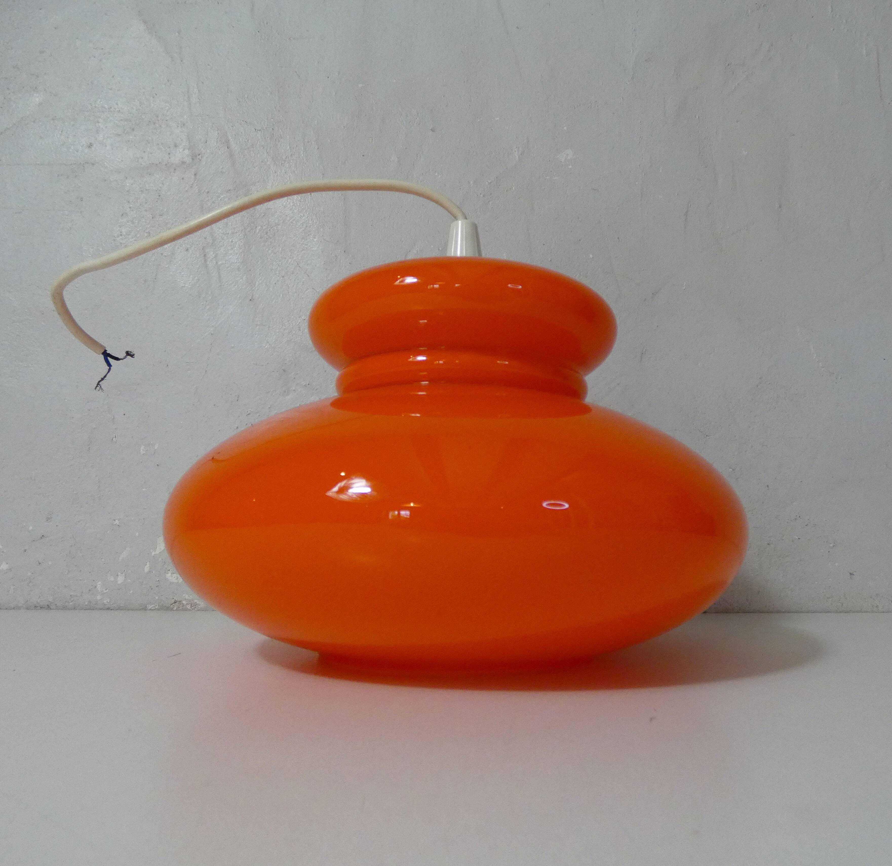 Orange glass pendant light