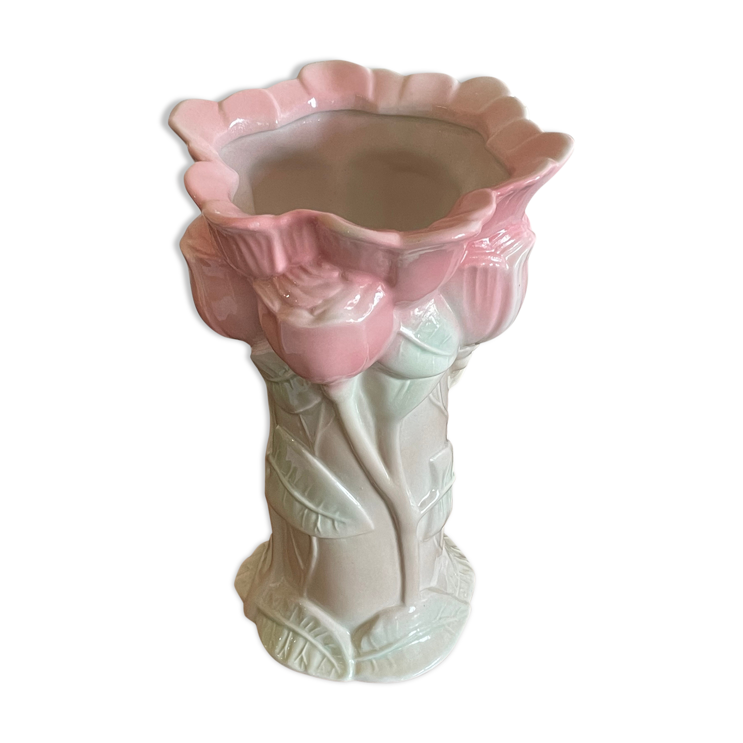 Vase box bouquet tulips molded pink