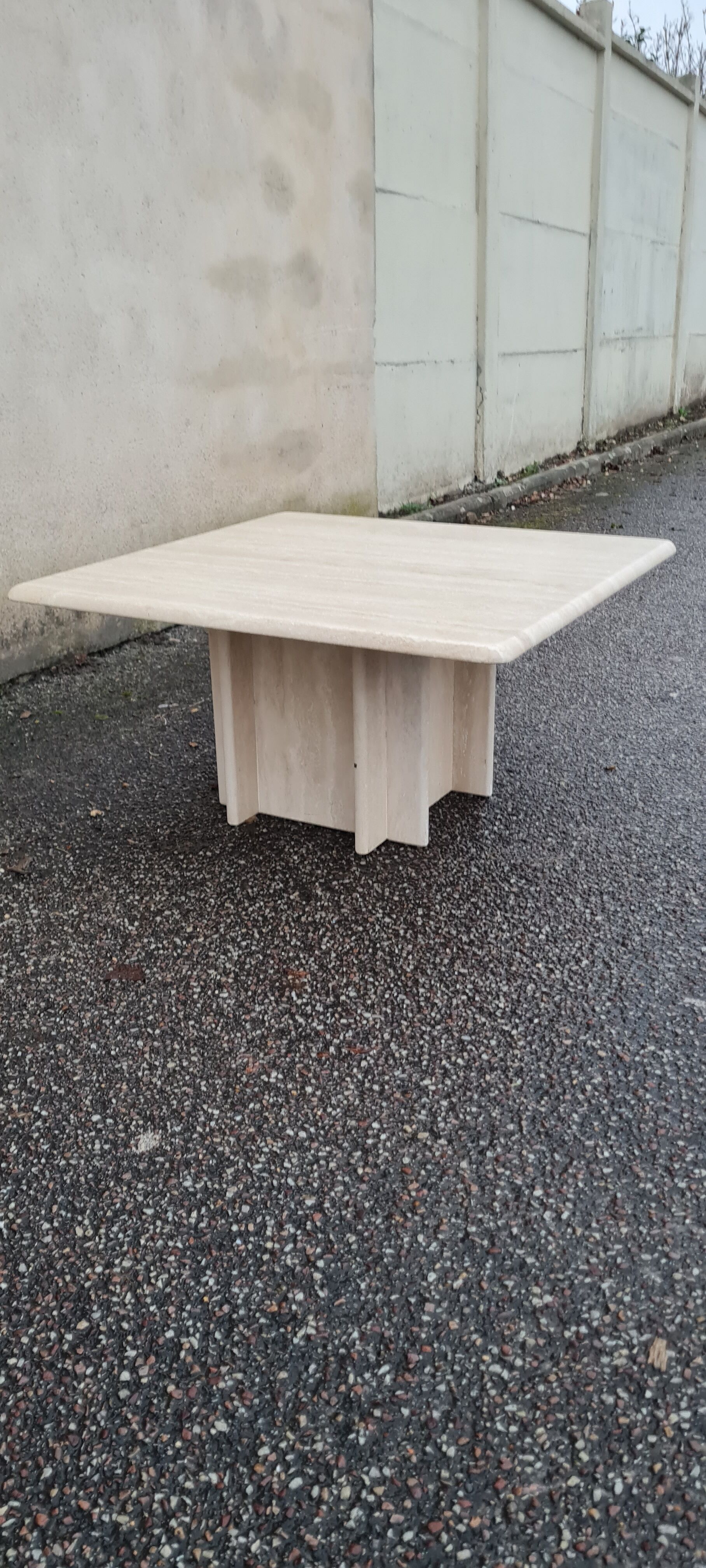 Square travertine coffee table