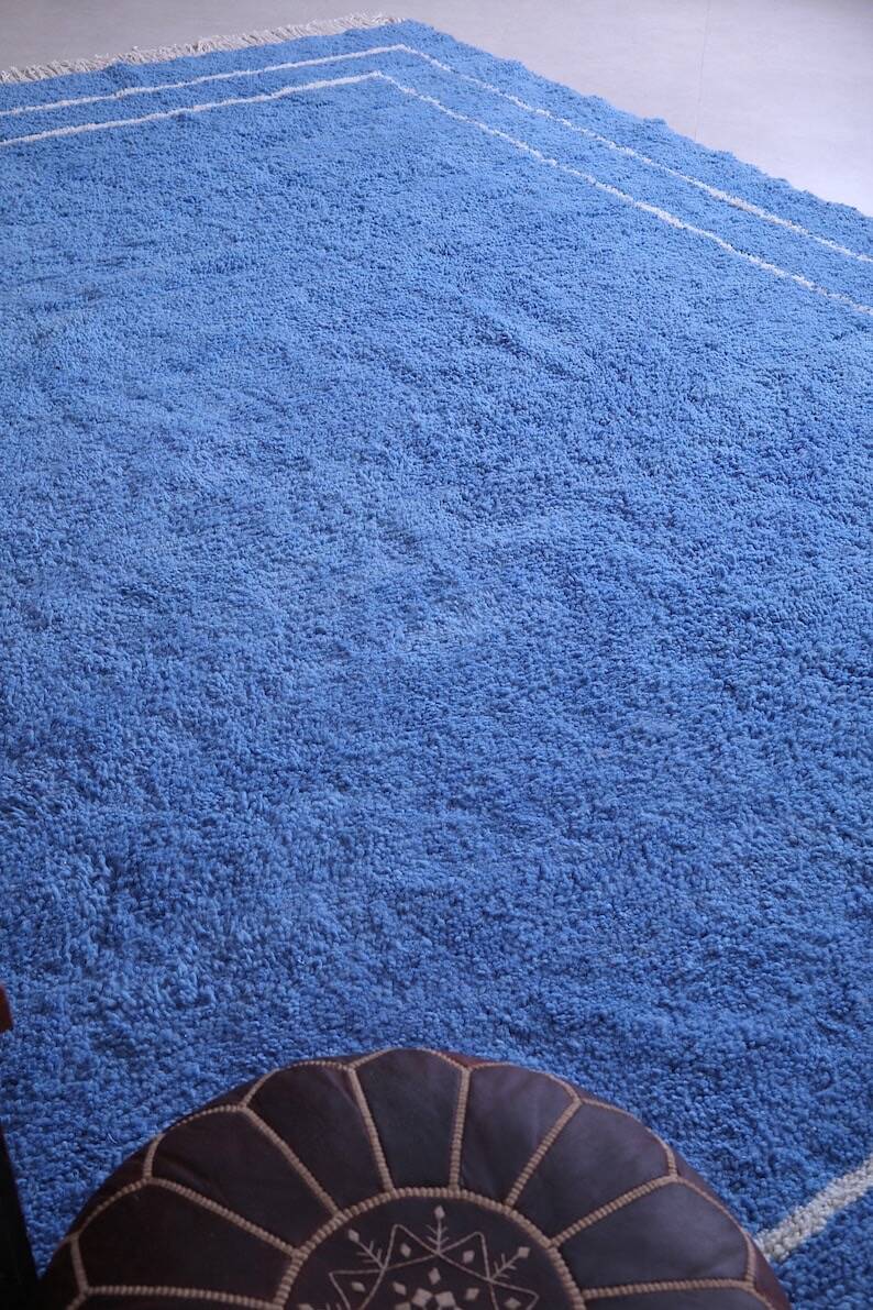 Handmade traditional blue Moroccan wool rug