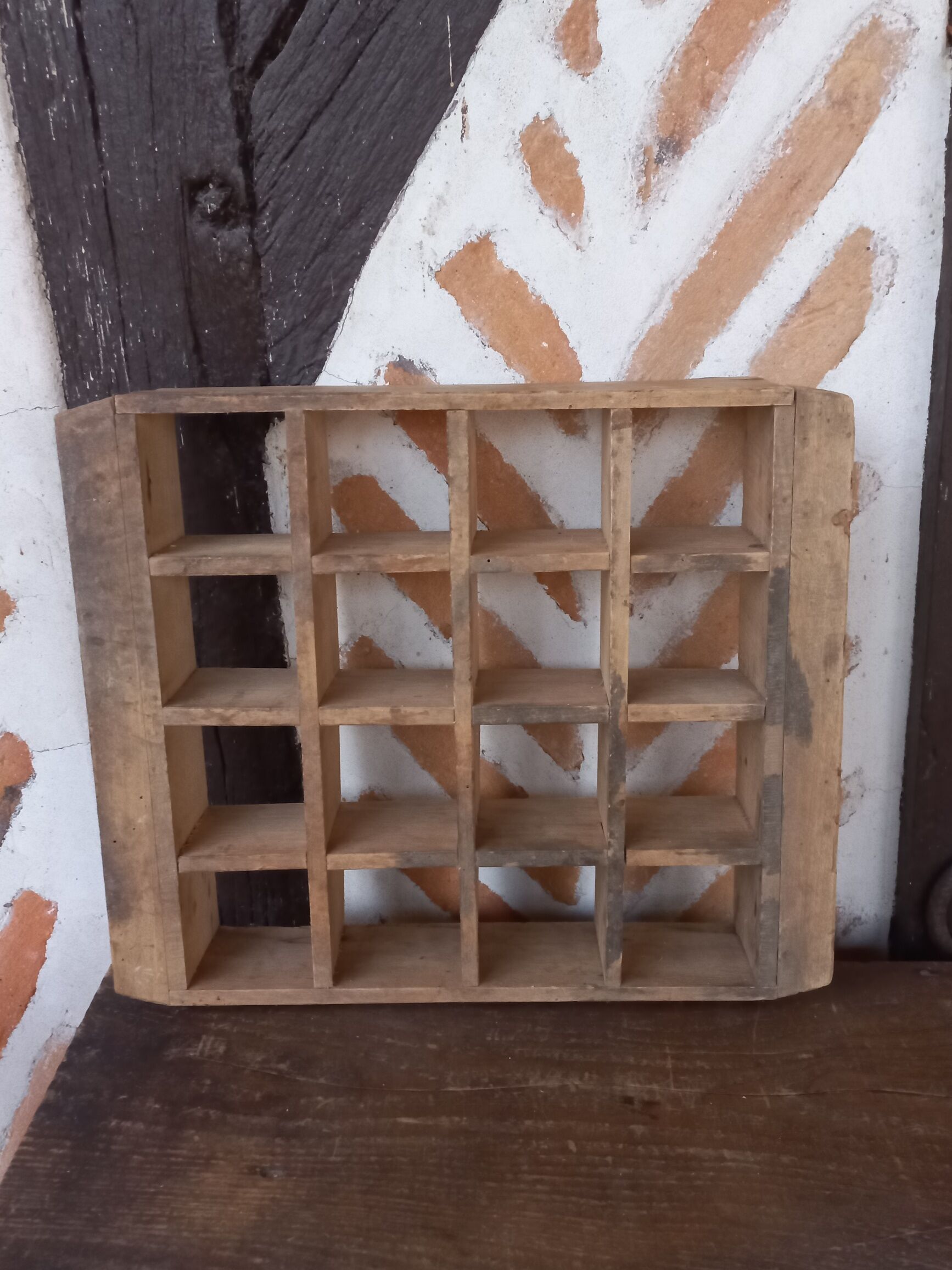 Wooden wall shelf 16 boxes