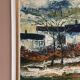 Large Original Swedish Oil on Panel – “Landscape with Houses and Trees” by Stig Hallblom – Signed – Vintage & Framed 90×59.5cm (35.4"×23.4")