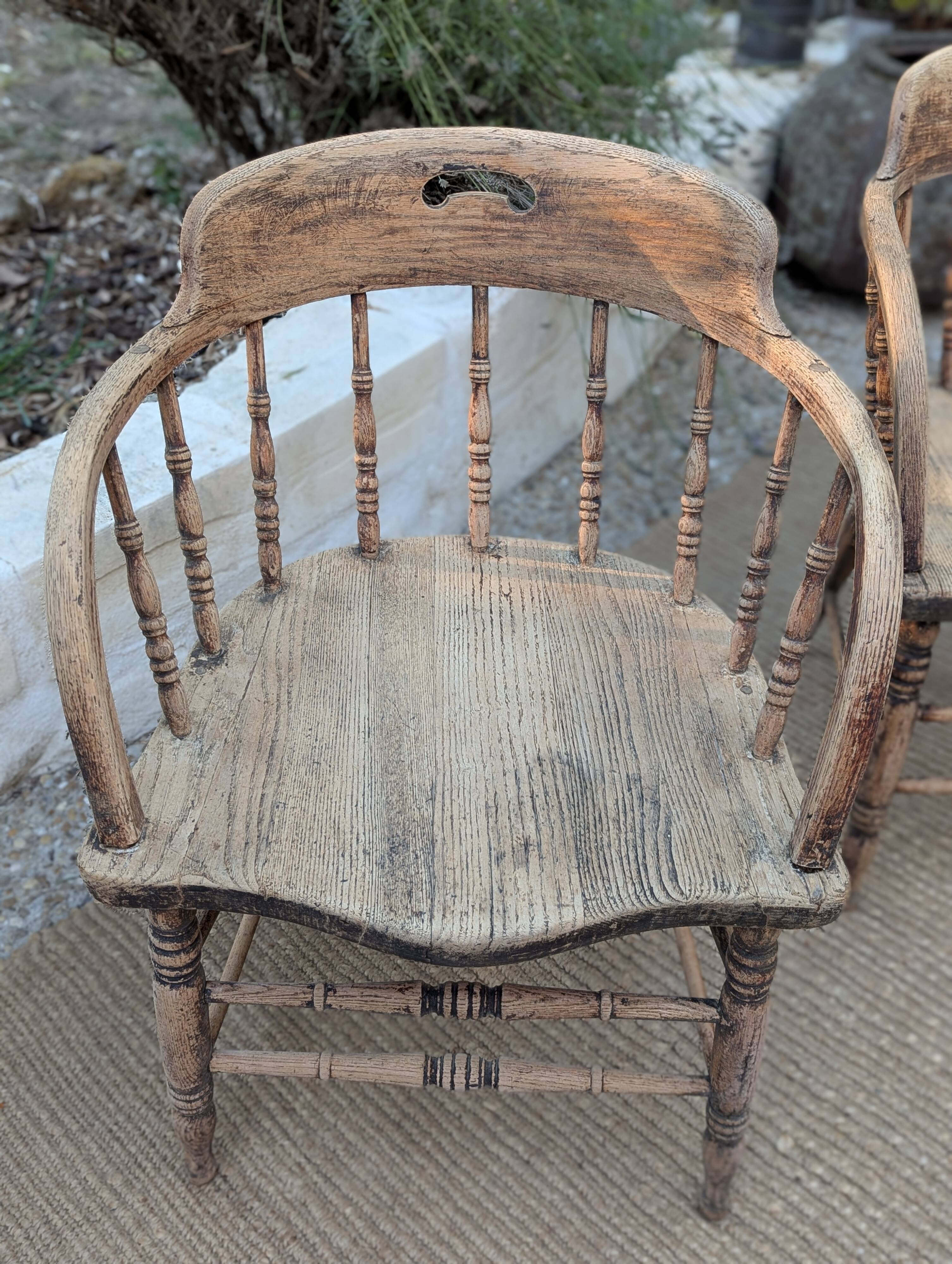 Pair of English captain's armchairs