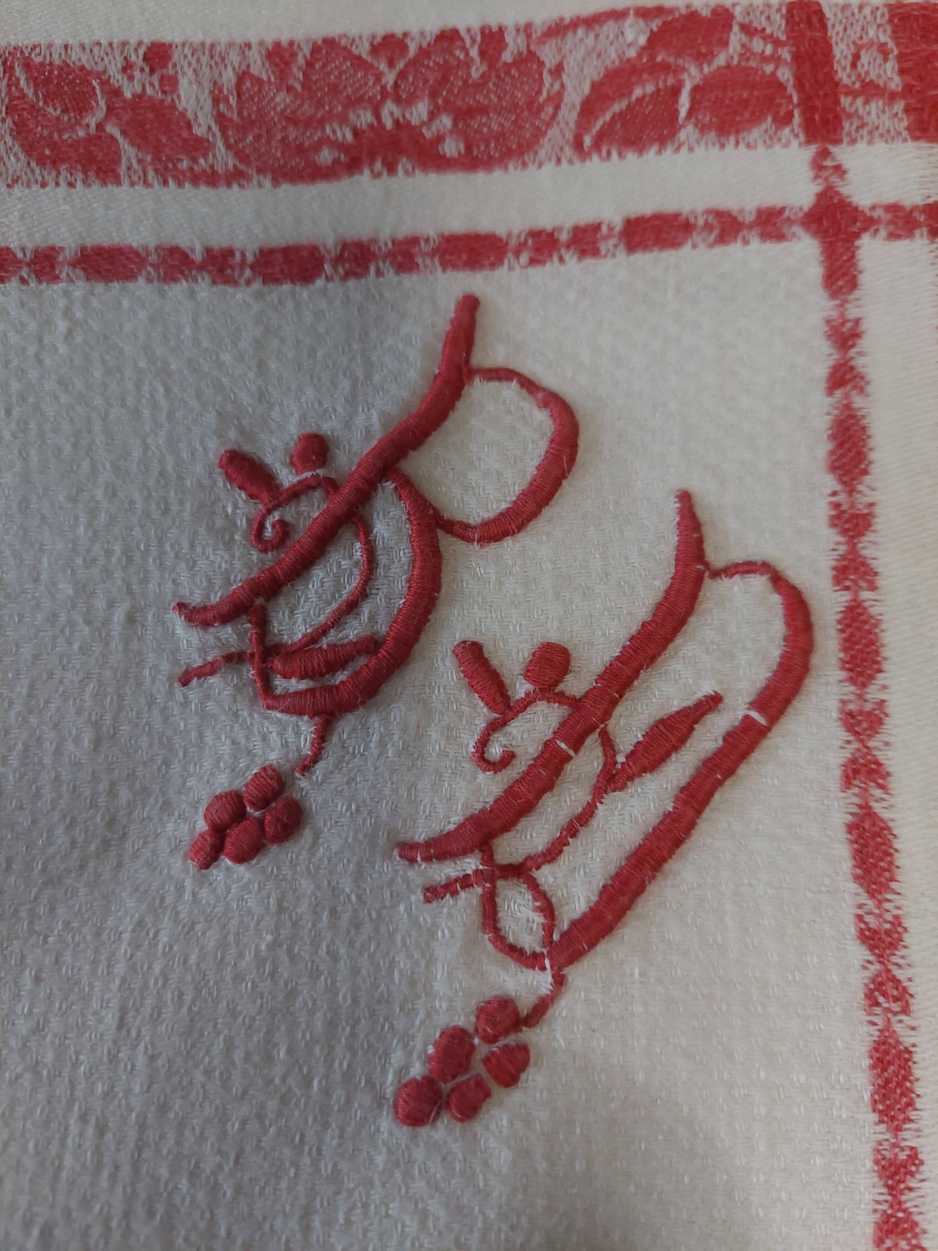 Damask cotton tablecloth monogram BD 129 x 155 cm