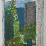 Guy Bardone: Window with Fruits, signed original lithograph.