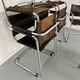 Lot of 5 tubular metal leather chairs designed by Mart Stam, Bauhaus, 1970s.