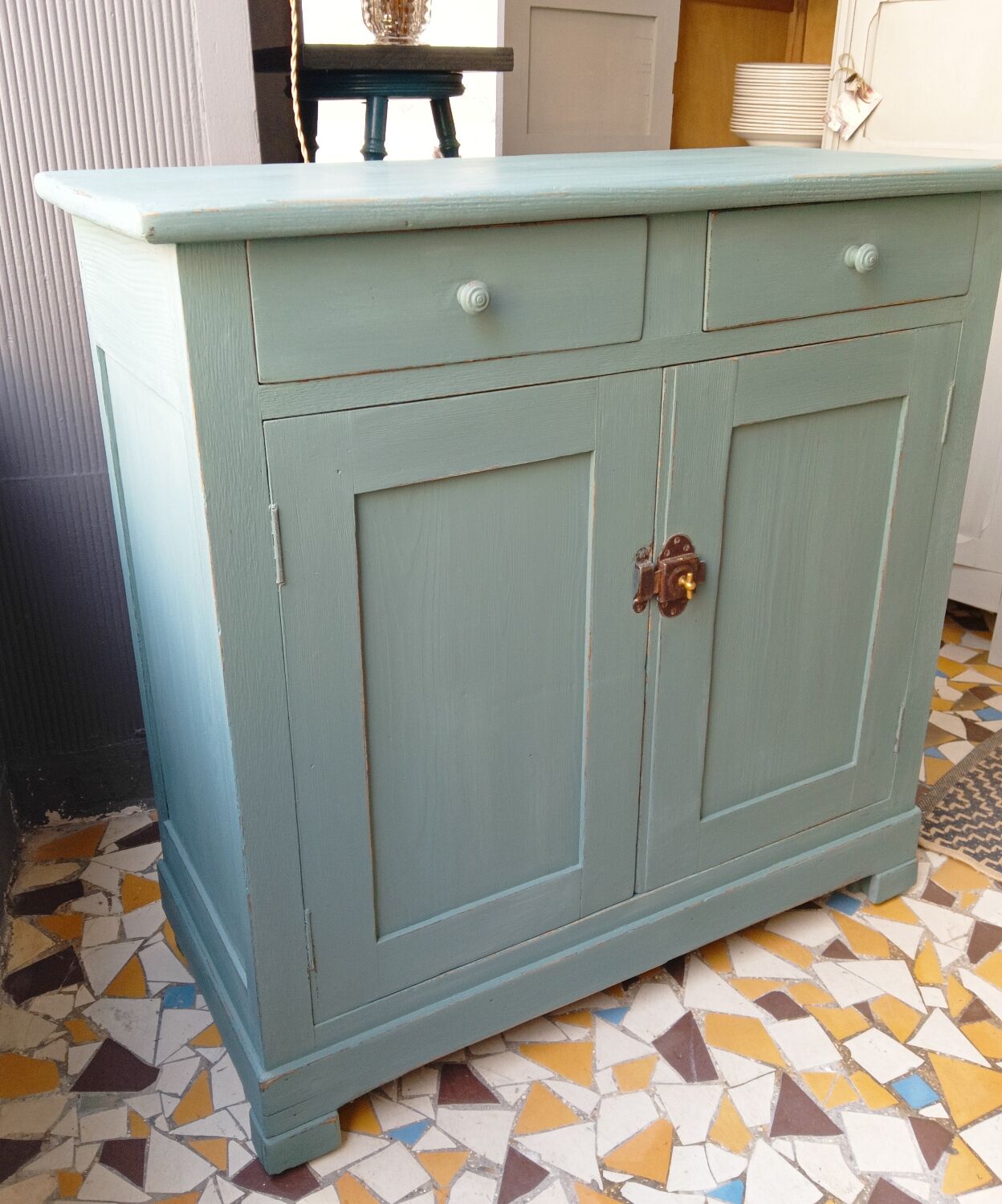 Parisian sideboard gray blue green