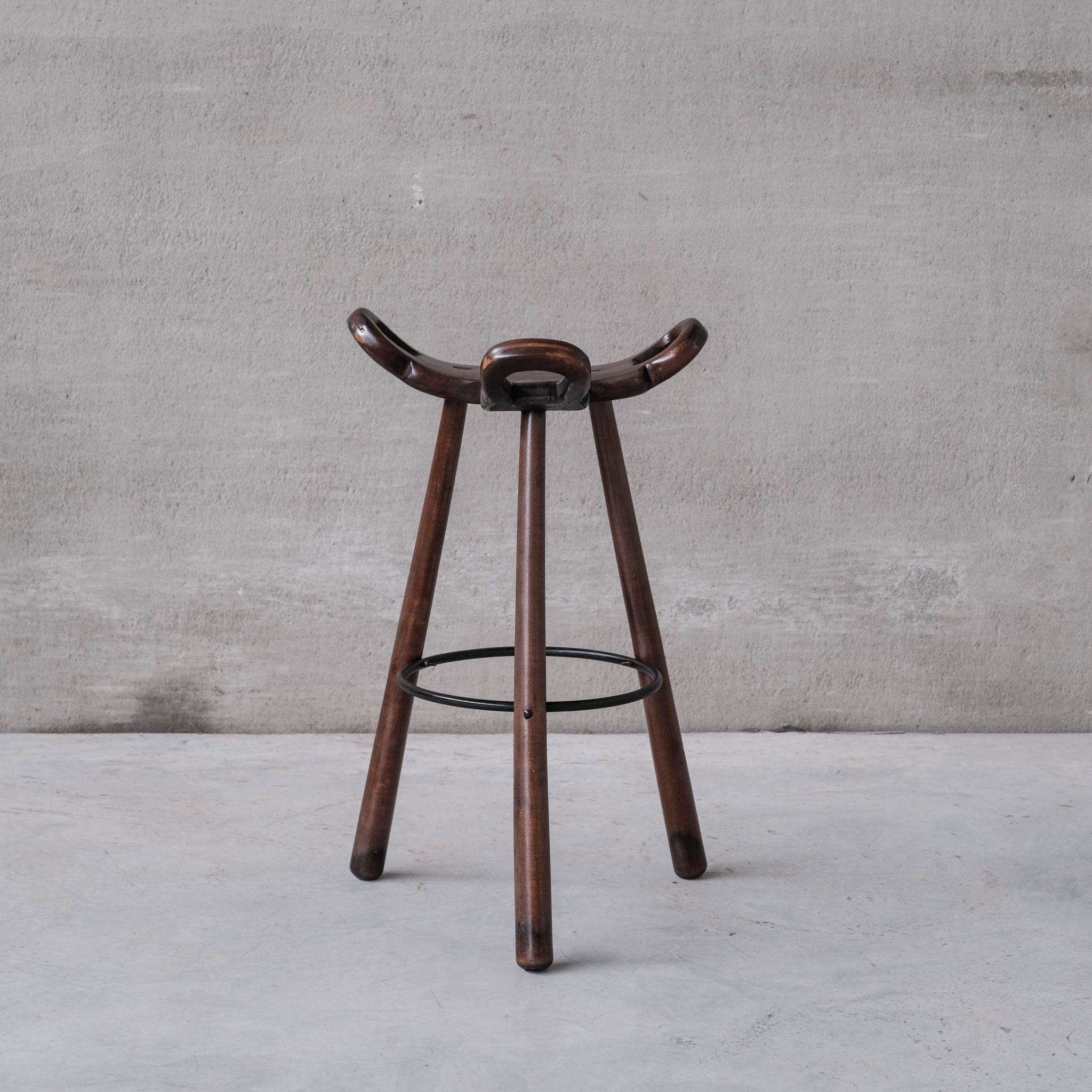 Brutalist Mid-Century 'Marbella' Bar Stool (2 Available)
