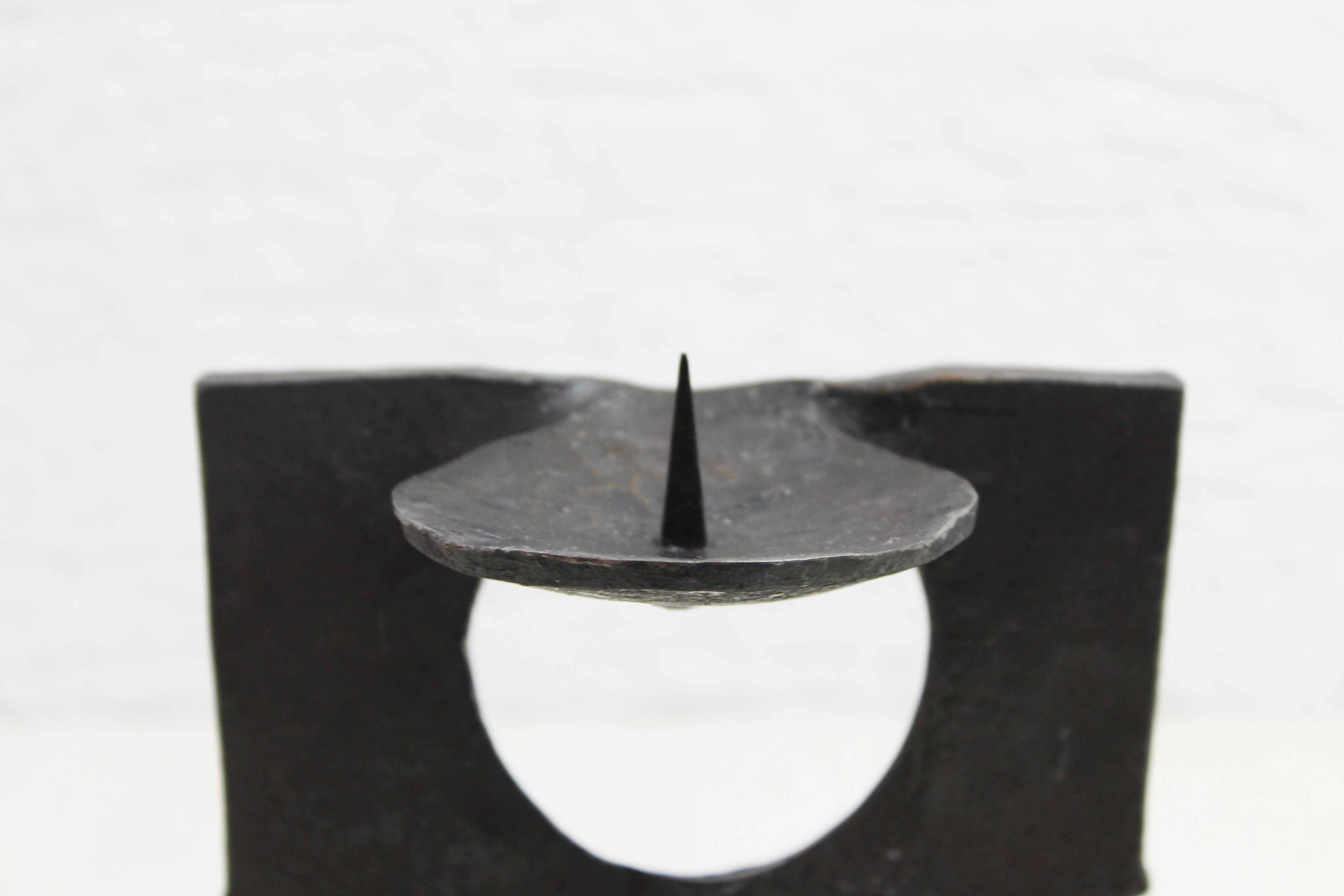Brutalist cast iron candlestick