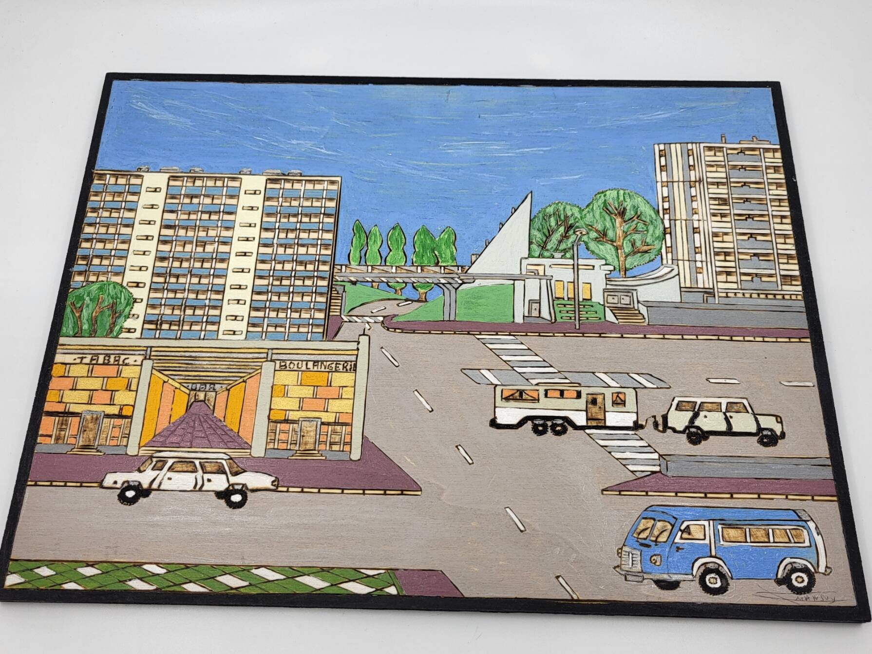 Naive Art painting painting on wood